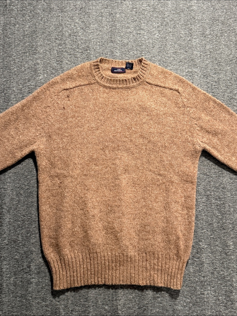 VTG Mens Brown Carl Michaels Sz L 100% Shetland Wool Grandpacore Knit Fisherman - Picture 5 of 10